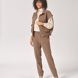 Mouwloze bomberjas met zakken - Dark Taupe