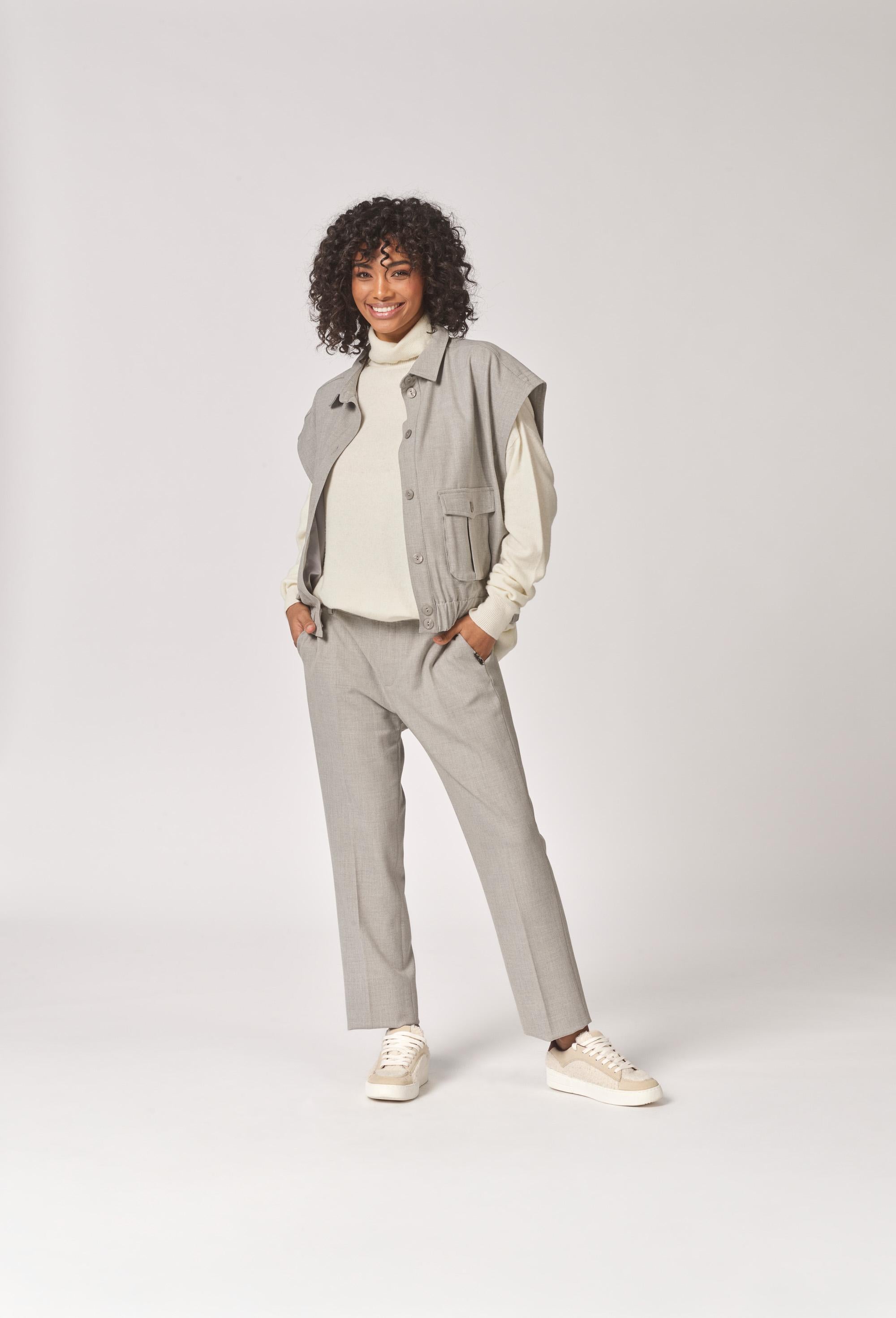 Mouwloze bomberjas met zakken - Licht Grey
