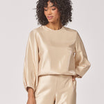 Blouse in satijn met mouw detail - Gold