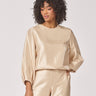 Blouse in satijn met mouw detail - Gold