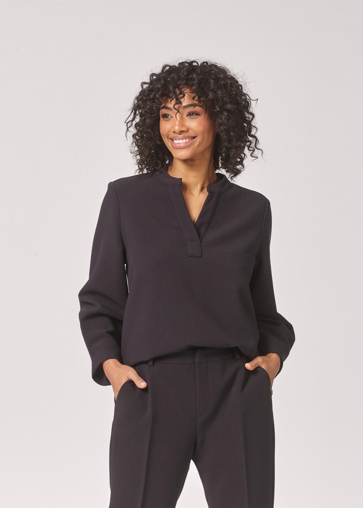 Blouse met v-hals - Navy