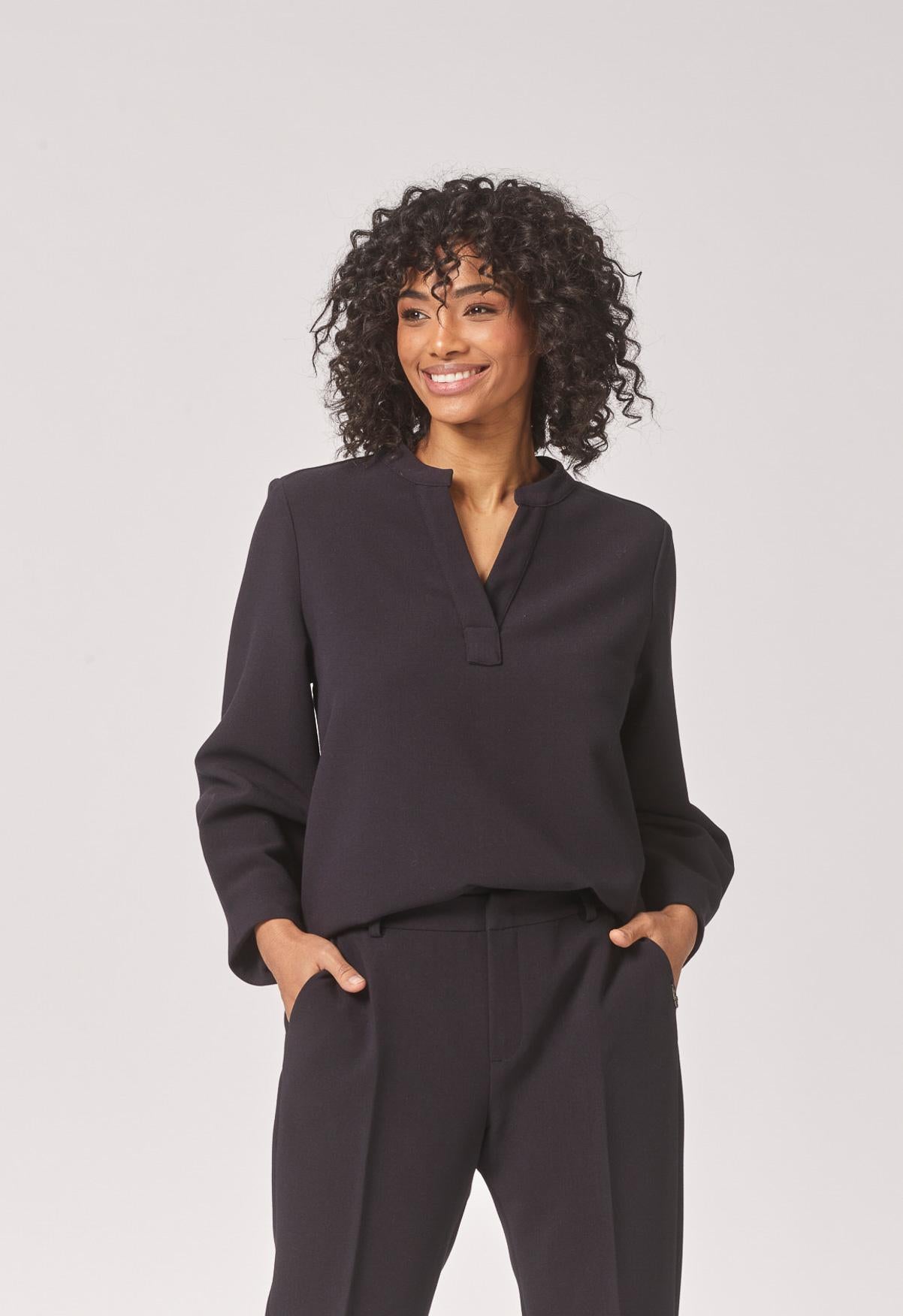 Blouse met v-hals - Navy