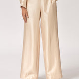 Wijde broek in satijn - Gold