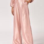 Satijnen broek met bandplooien - Light Pink