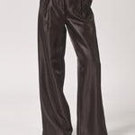 Satijnen broek met bandplooien - Black