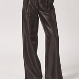 Satijnen broek met bandplooien - Black