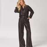 Satijnen broek met bandplooien - Black