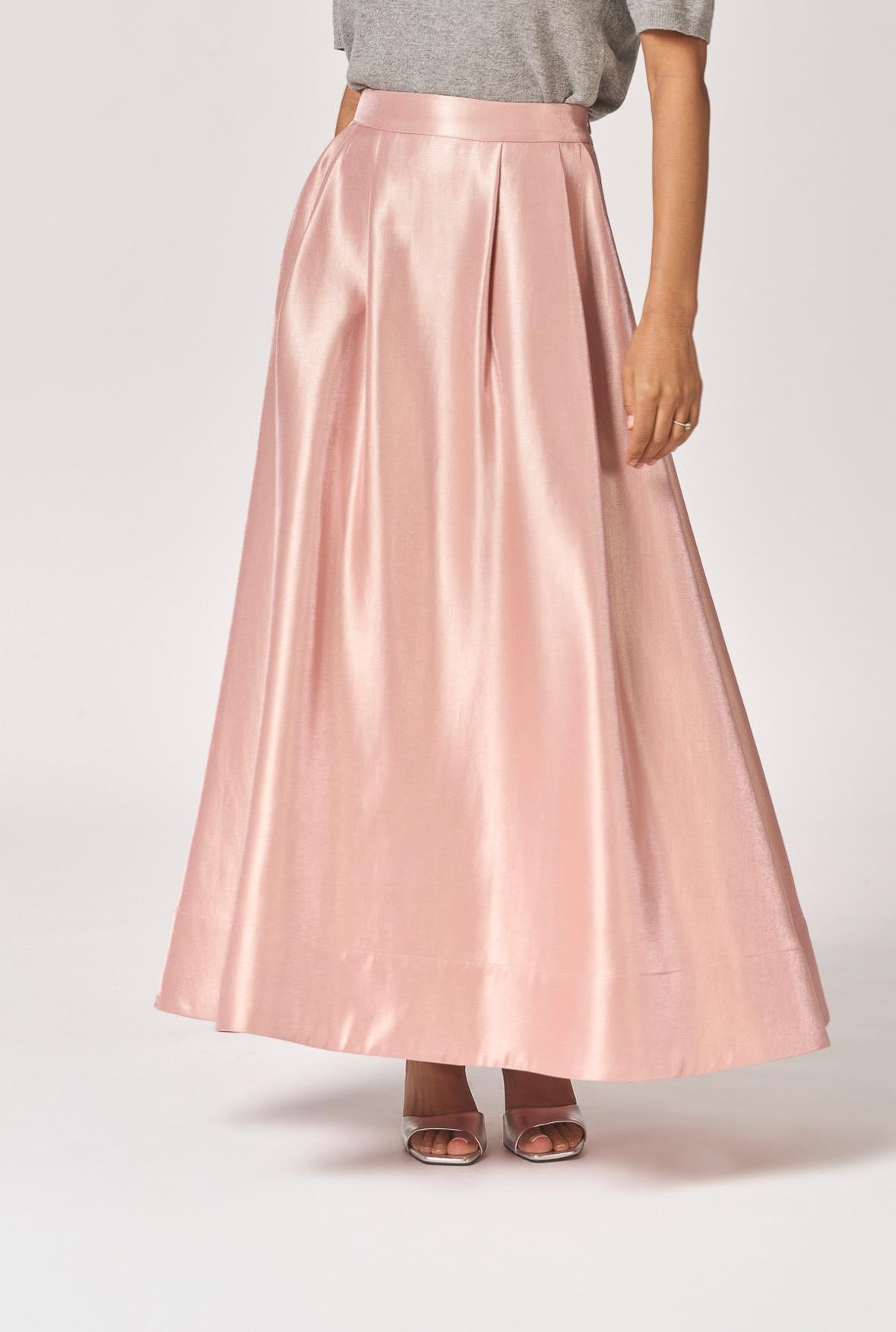 Lange rok met plooien - Light Pink