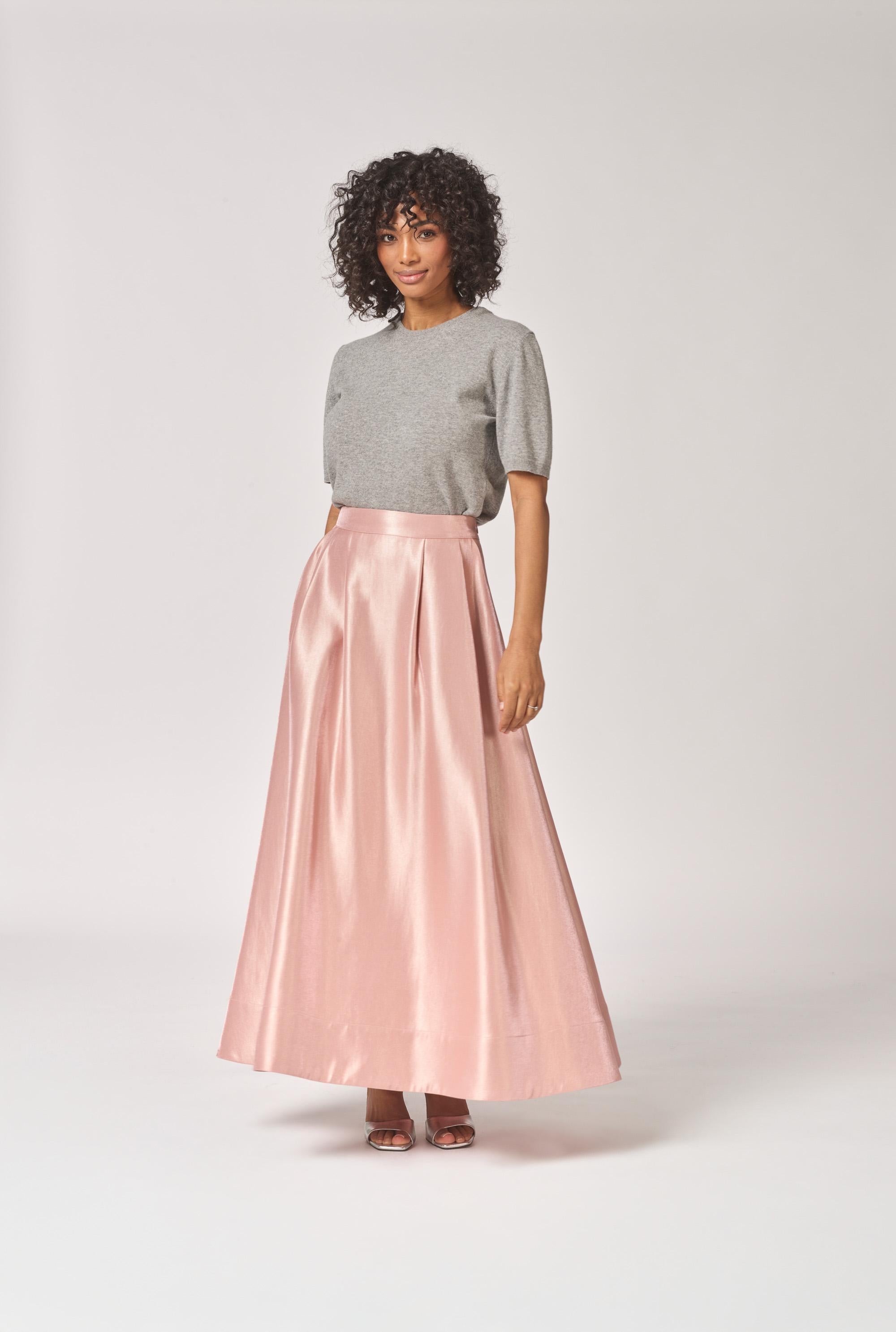Lange rok met plooien - Light Pink