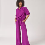 Soepelvallende blouse met rekker - Violet