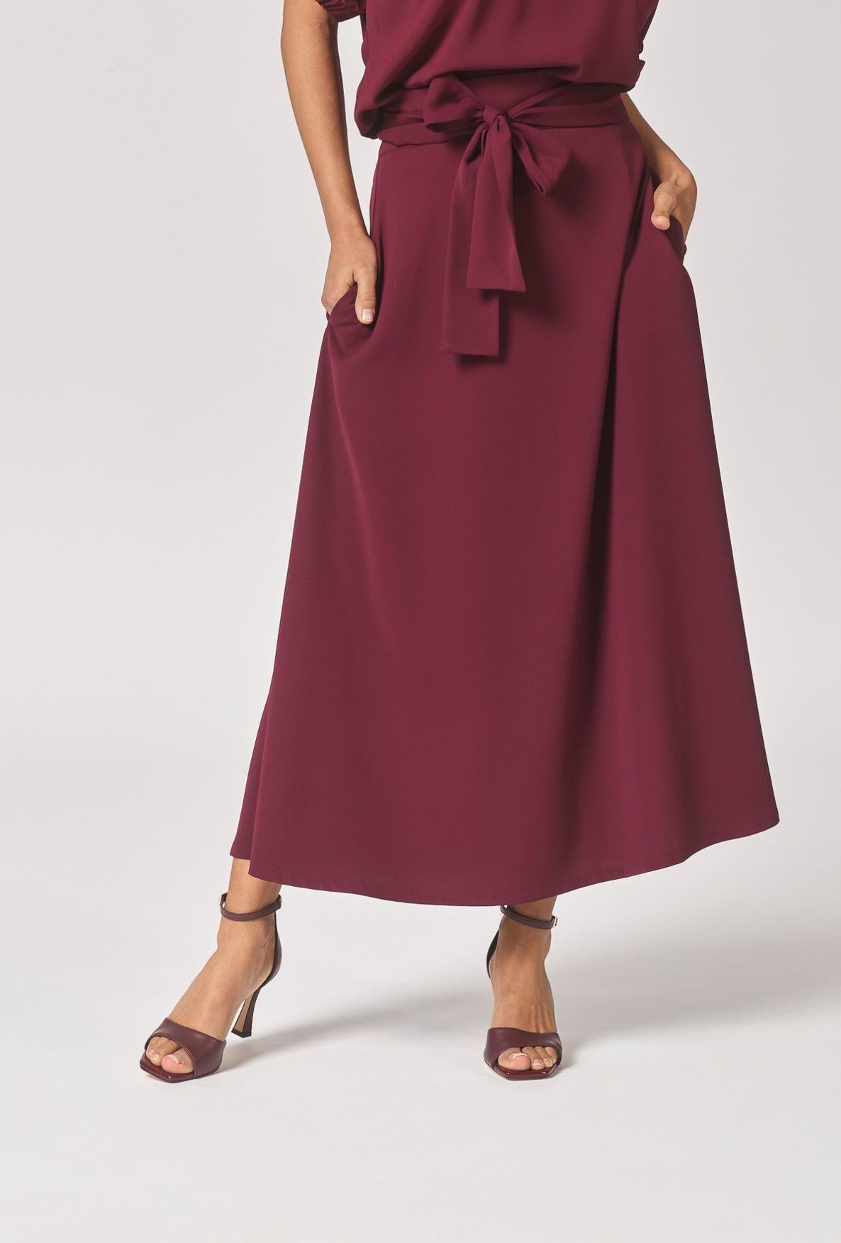 A-lijn rok met taillelint - Burgundy