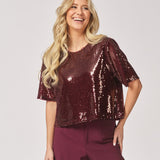 Top met pailetten - Burgundy