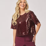 Top met pailetten - Burgundy