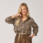 Leopard blouse met fluodetail - Leopard