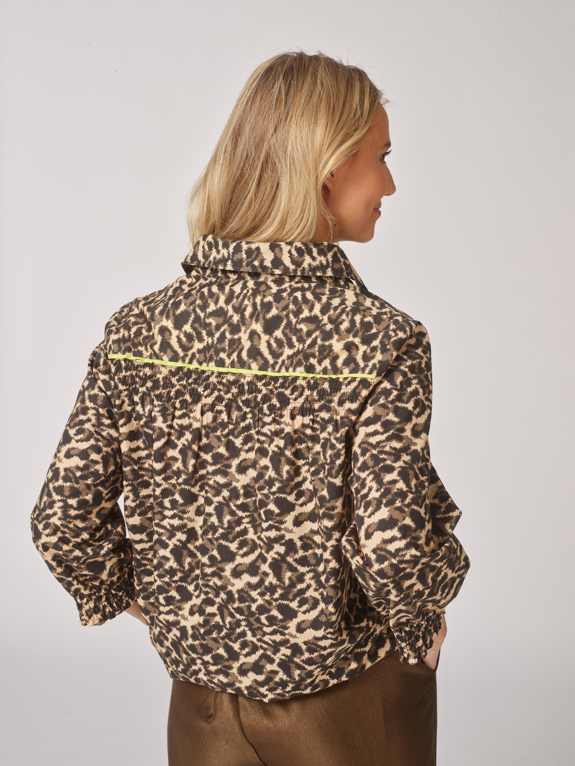Leopard blouse met fluodetail - Leopard
