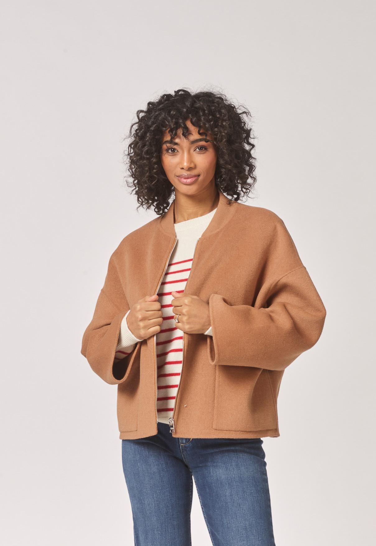 Mantel in bomberstijl - Camel