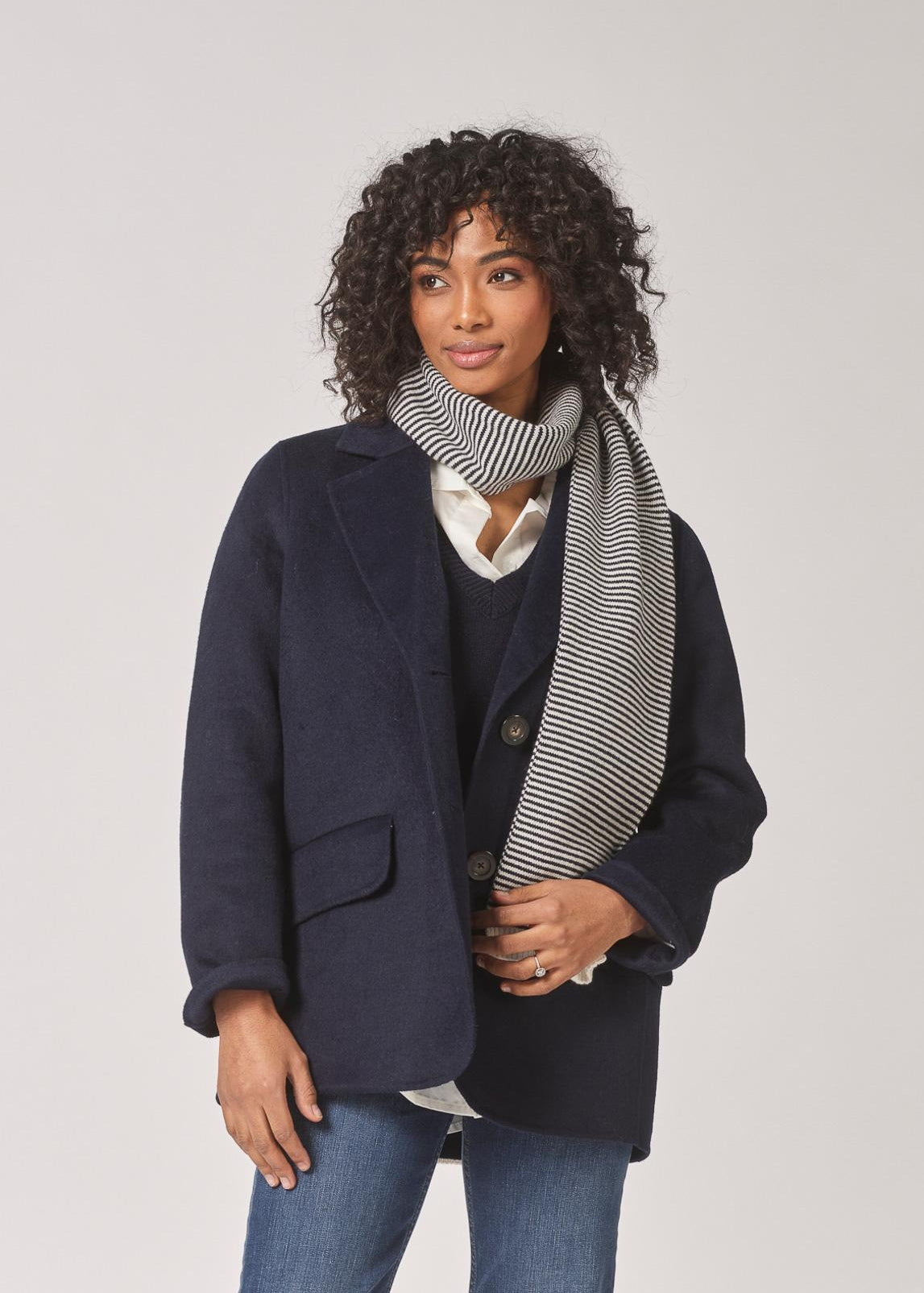 Klassieke mantel met rechte snit - Navy