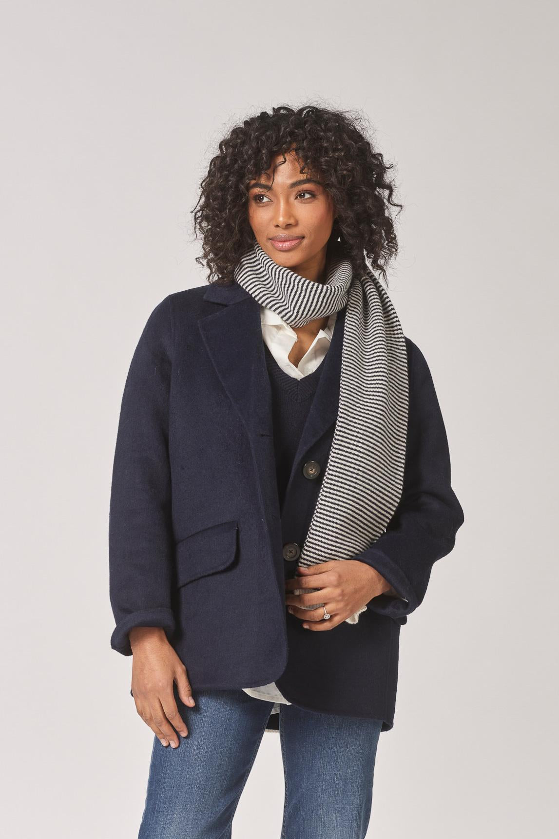 Klassieke mantel met rechte snit - Navy