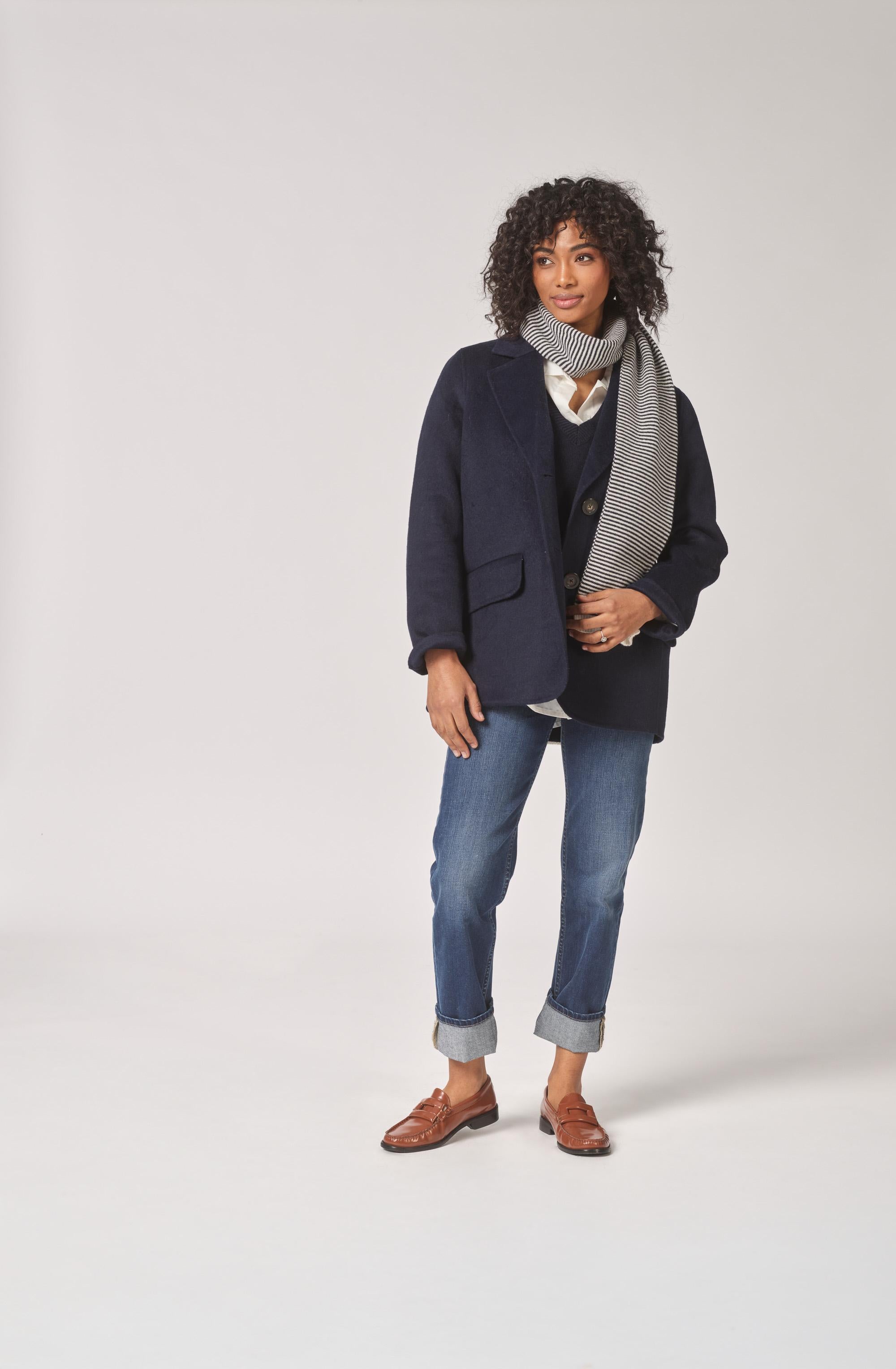 Klassieke mantel met rechte snit - Navy