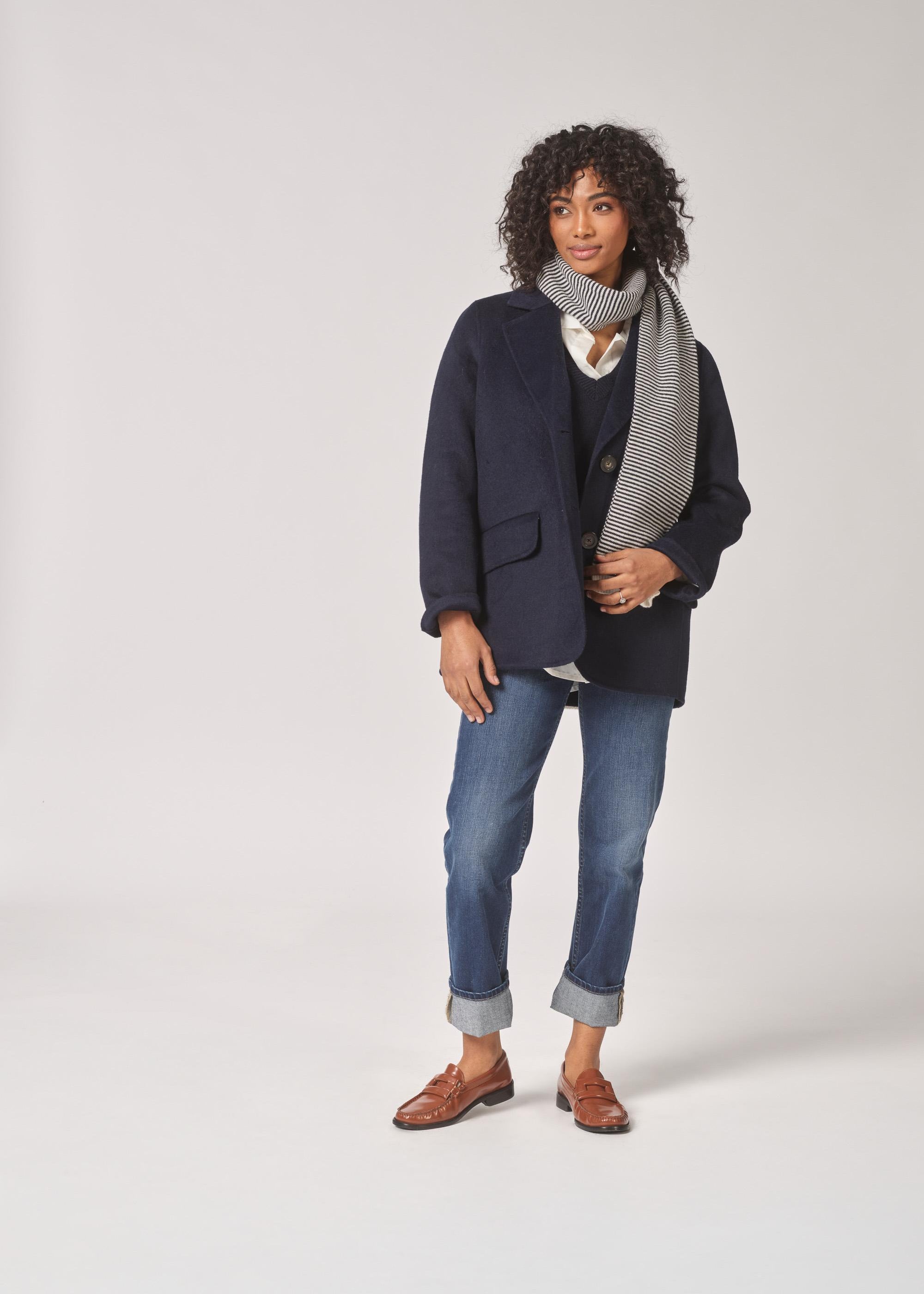 Klassieke mantel met rechte snit - Navy