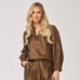 Satijnen blouse met mouwdetail - Olive
