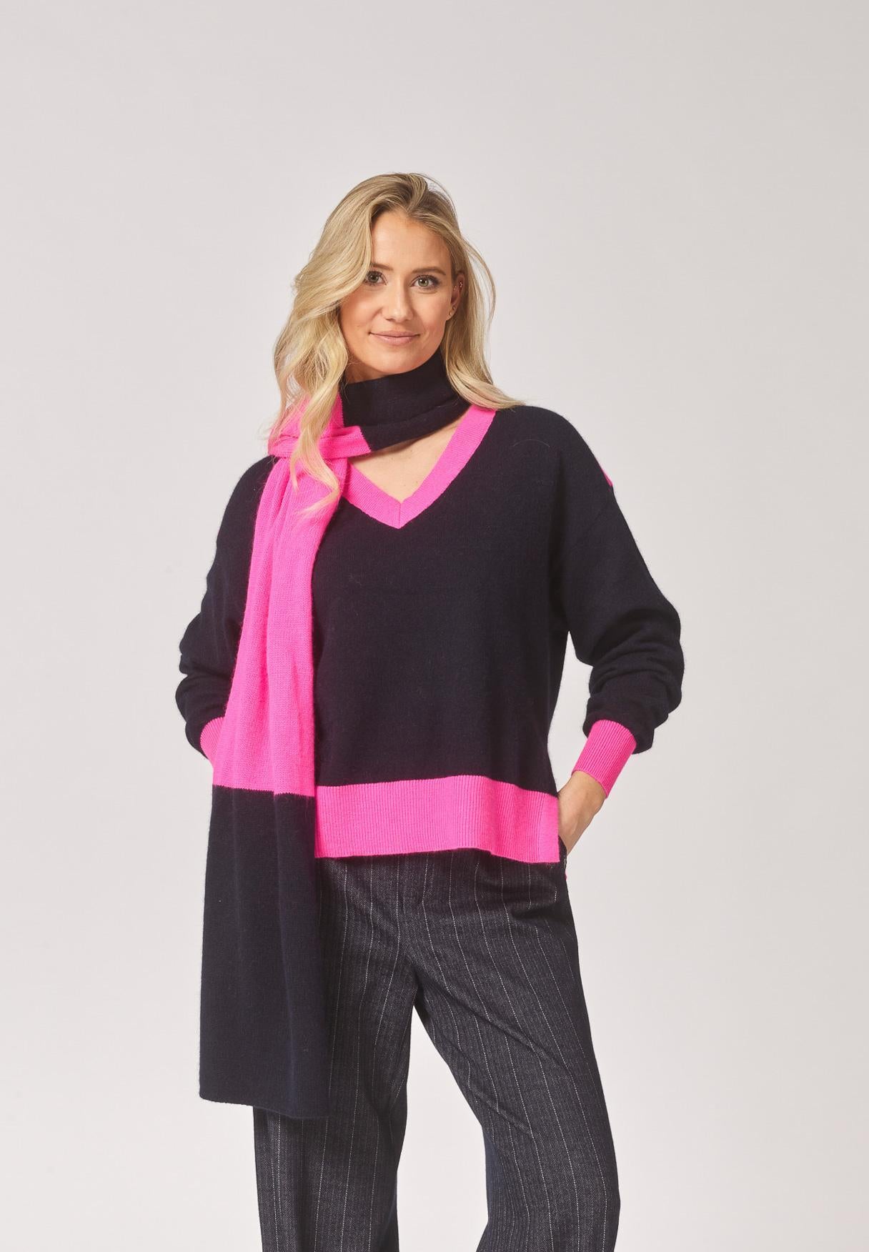 zachte sjaal - Marine / Pink