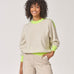 Pull met ronde hals en kleurdetail - Beige / Fluo Yellow