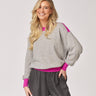 Pull met ronde hals en kleurdetail - Grey / Purple