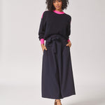 Pull met ronde hals en kleurdetail - Marine / Pink