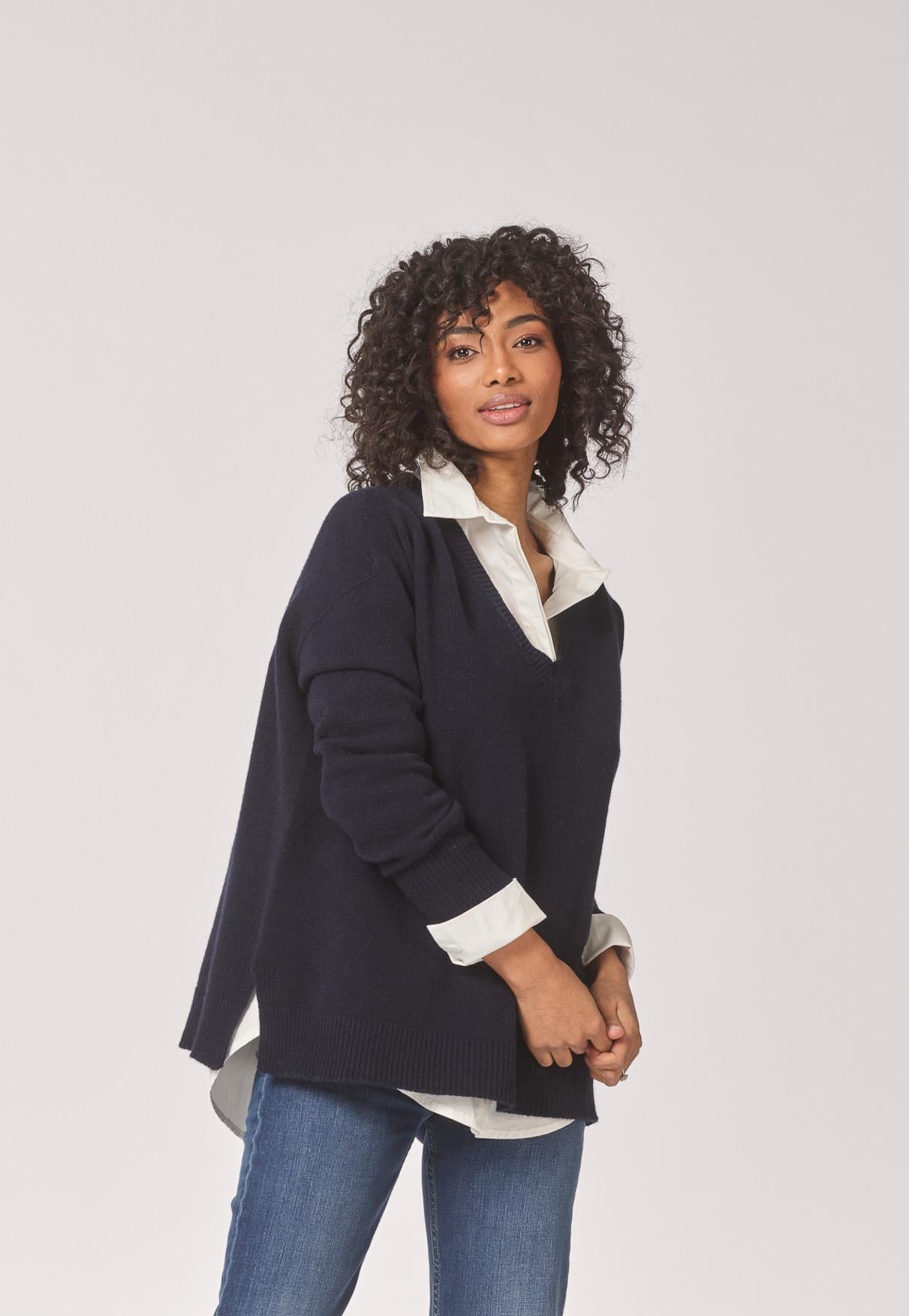 v-hals pull - Navy