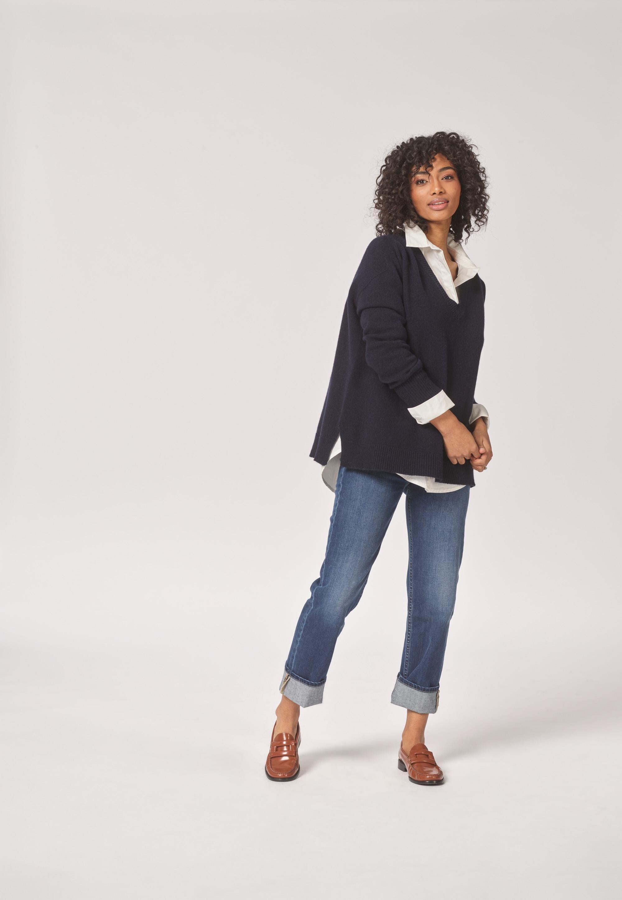v-hals pull - Navy