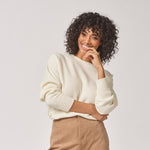 Losse pull met ronde hals - Ecru