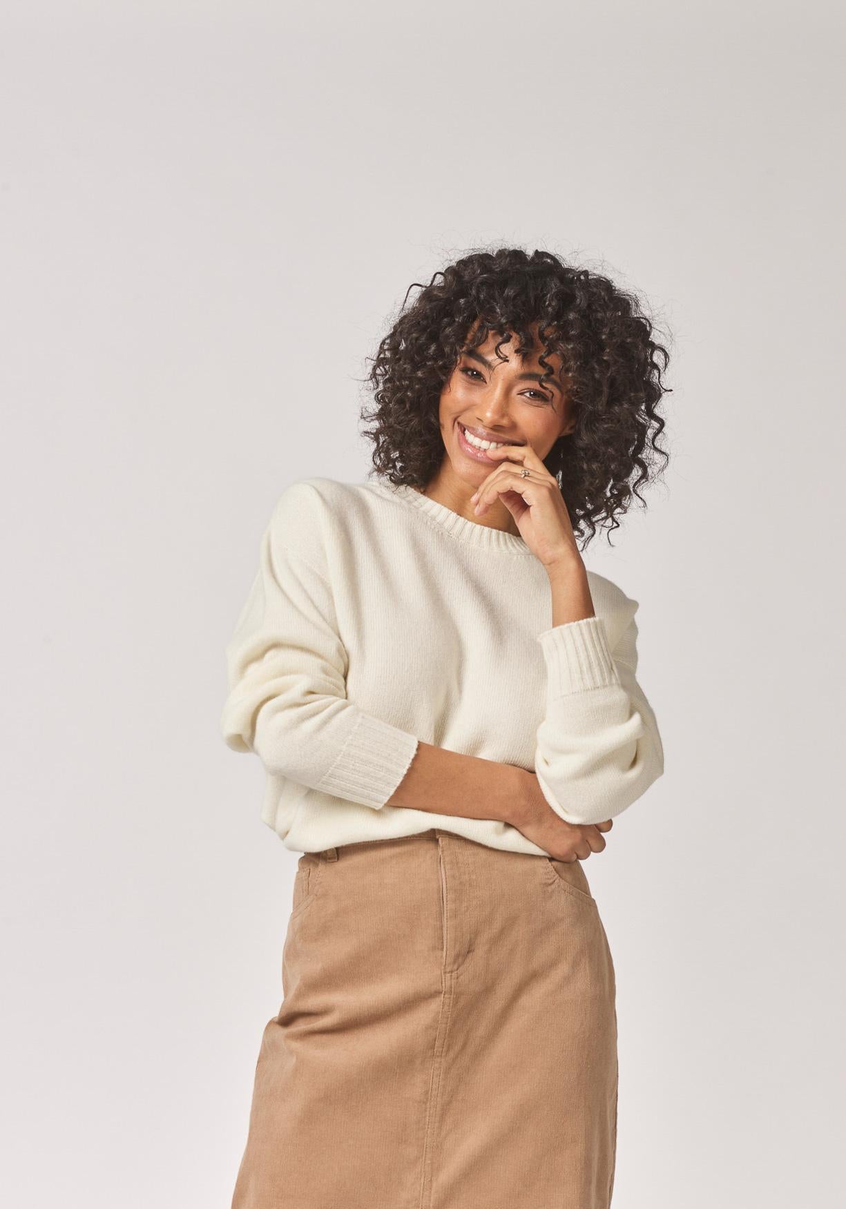 Losse pull met ronde hals - Ecru