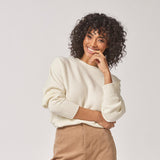 Losse pull met ronde hals - Ecru