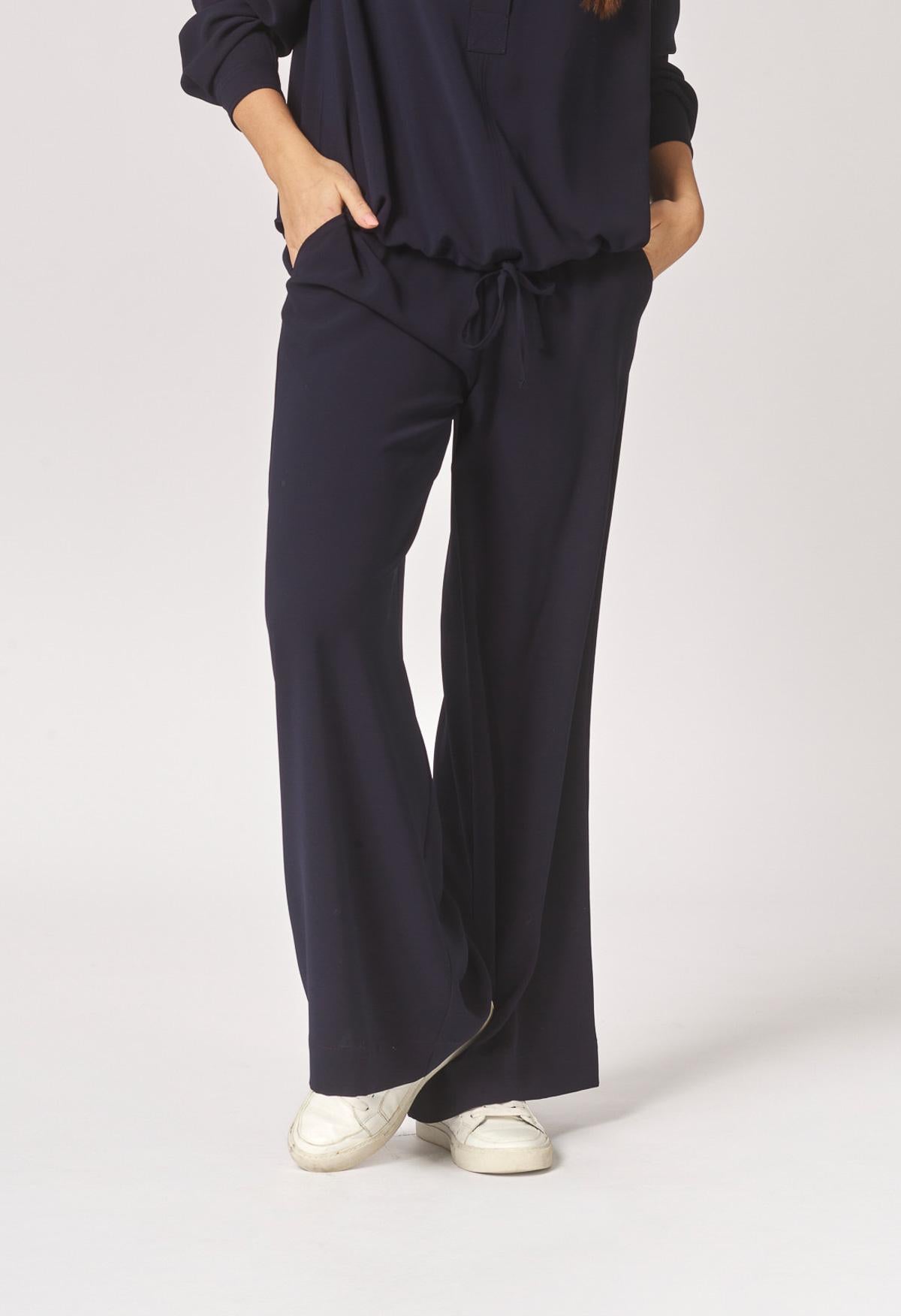 Wijde broek in crêpe - Navy