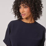 Blouse met elastische mouwdetail - Navy