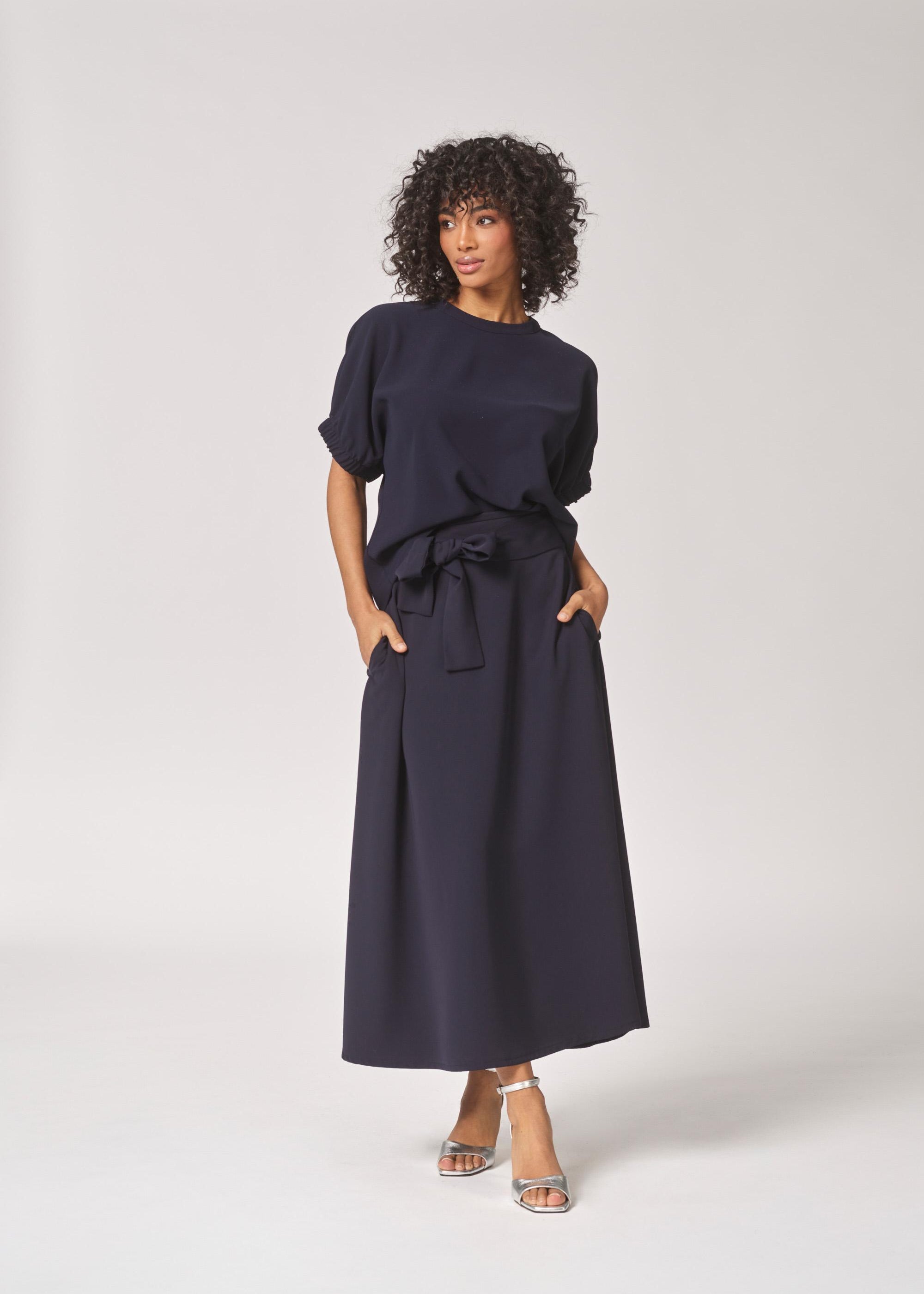 Blouse met elastische mouwdetail - Navy