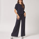 Blouse met elastische mouwdetail - Navy