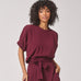 Blouse met elastische mouwdetail - Burgundy