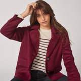 Pull met streepjesmotief - Ecru / Burgundy