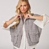 Mouwloze bomberjas met zakken - Grey Sparkle