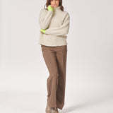 Wijde broek middelhoge taille - Dark Taupe