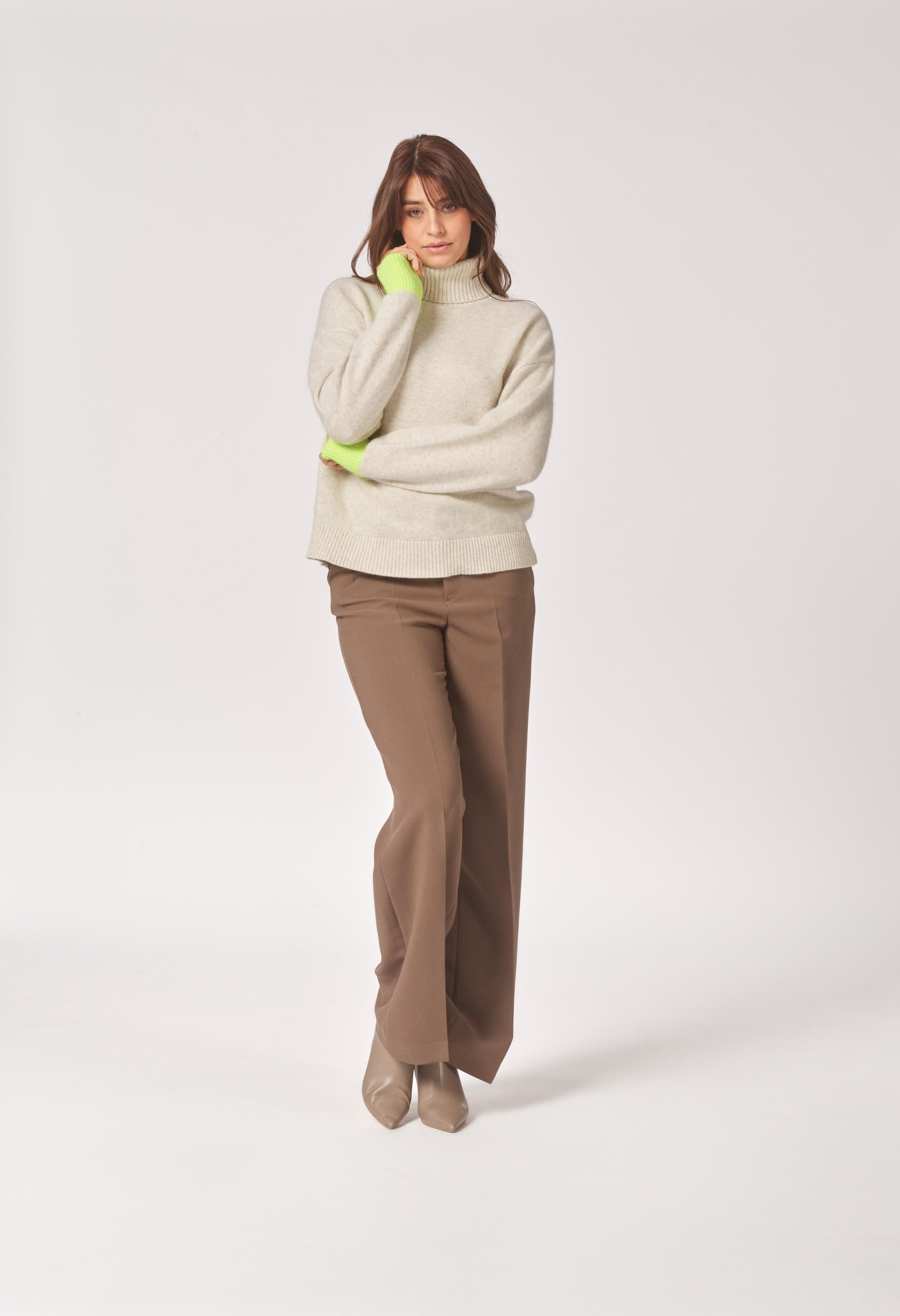 Wijde broek middelhoge taille - Dark Taupe