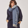 Sjaal met franjes - Mid blue