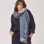 Sjaal met franjes - Mid blue