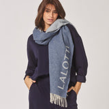 Sjaal met franjes - Mid blue