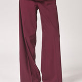 Wijde broek met bandplooi - Burgundy