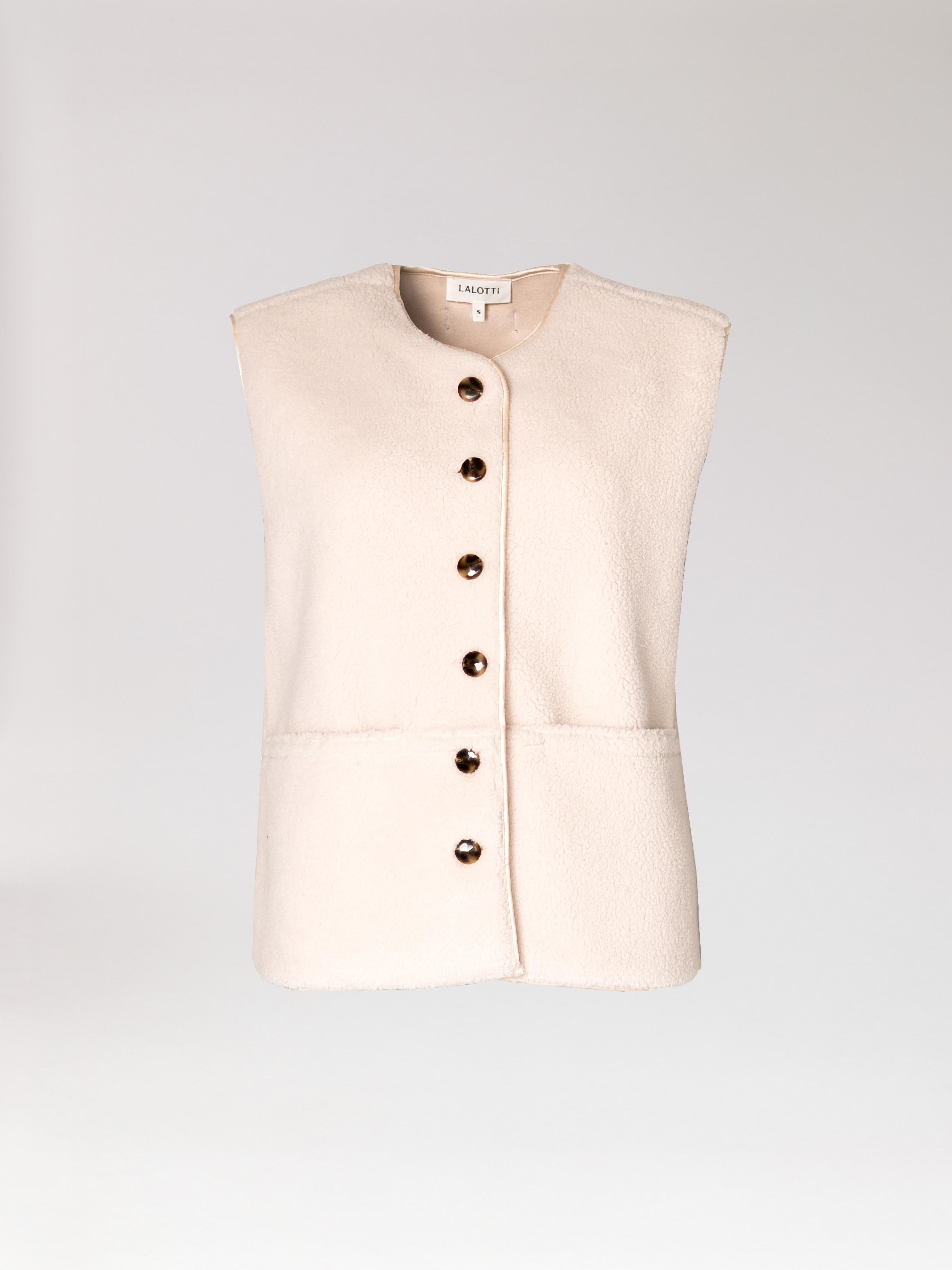 Teddy gilet met knoopsluiting - Ecru
