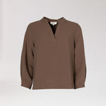 Blouse met v-hals - Dark Taupe