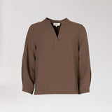 Blouse met v-hals - Dark Taupe